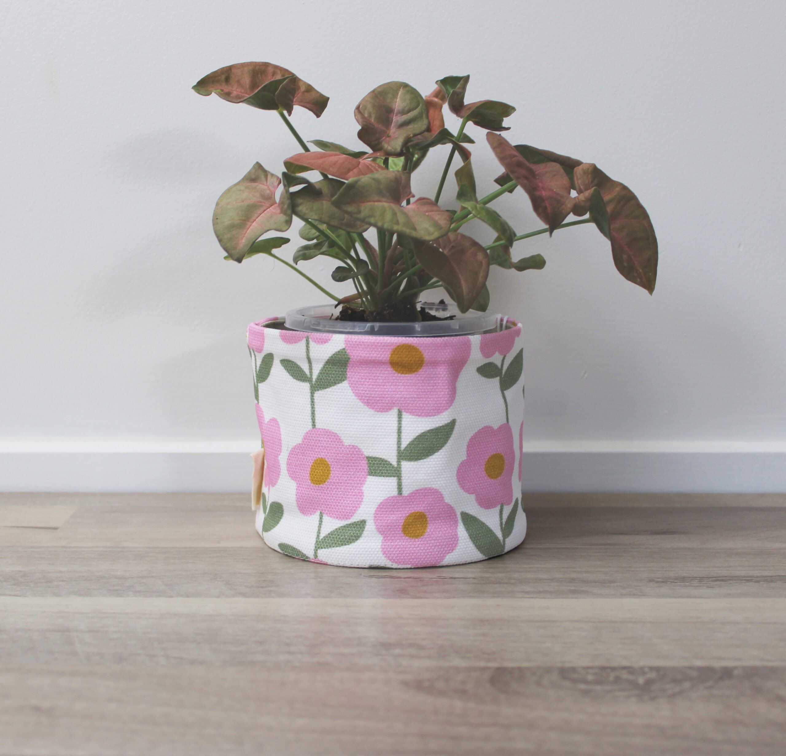 Pink Peony Canvas Planter for Indoor Plants